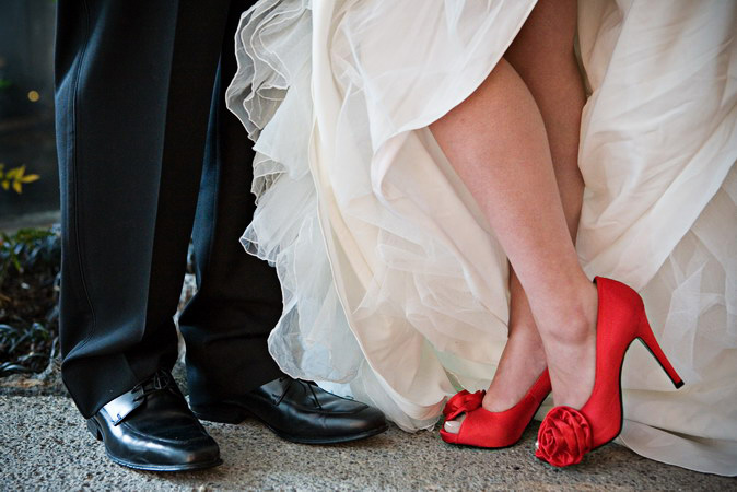 artistic shot of bride's wedding shoes in video. Wedding picture of bride & groom in vancouver bc. picture compliments of Audra's Photography.